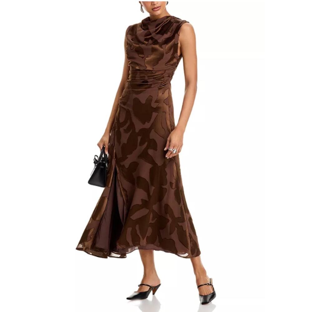 Simkhai Burke Draped Silk Midi Dress size 0